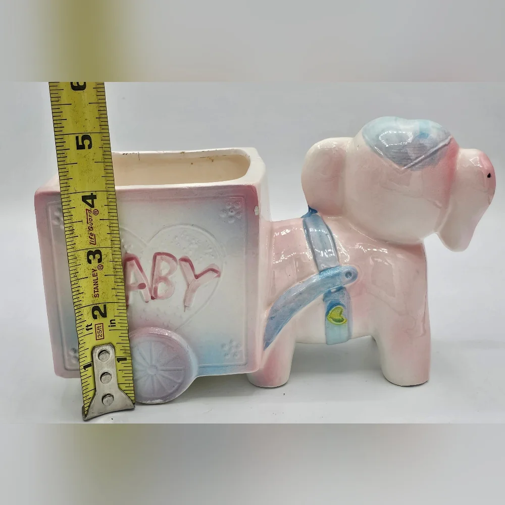 Vintage Ceramic baby Pink and Blue Elephant Planter - Picture 5 of 6